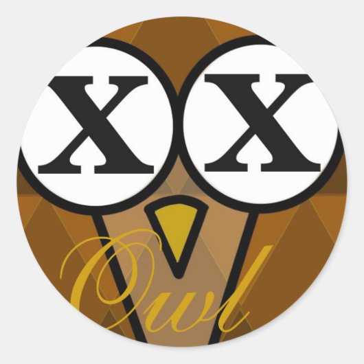 フクロウダイヤモンドラウンドスティッカー ラウンドシール (正面)