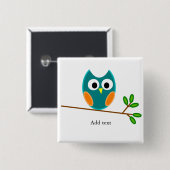 フクロウテンプレート 缶バッジ (正面&裏面)