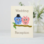 フクロウデザインシャンパンカラーウェディングレセプション 招待状 (スタンド正面)