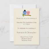 フクロウデザインシャンパンカラーウェディングレセプション 招待状 (裏面)