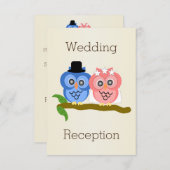 フクロウデザインシャンパンカラーウェディングレセプション 招待状 (正面/裏面)