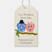 フクロウデザインシャンパンカラーズ結婚サンキューサンキュー ギフトタグ (正面)