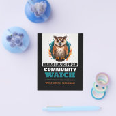 フクロウデザイン、近所のコミュニティウォッチ警告ズ チラシ (シングル)