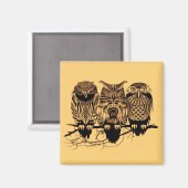 フクロウトリオスクエアマグネット マグネット (正面/裏面)