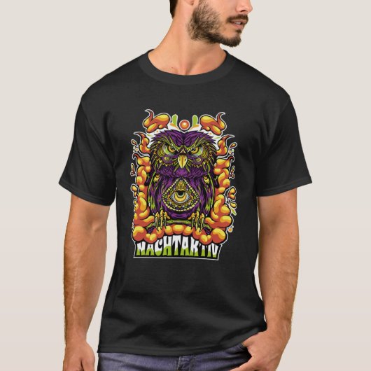 フクロウトリップ(幻覚体験)のようなムの色 Tシャツ (正面)