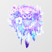 フクロウトーテムドリームキャッチャーフローラ羽紫色の濃淡 ウィンドウサイン (シート)