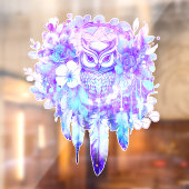 フクロウトーテムドリームキャッチャーフローラ羽紫色の濃淡 ウィンドウサイン (シート2)