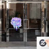 フクロウトーテムドリームキャッチャーフローラ羽紫色の濃淡 ウィンドウサイン (オフィスドア)