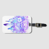 フクロウトーテムドリームキャッチャーフローラ羽紫色の濃淡 ラゲッジタグ (正面横)
