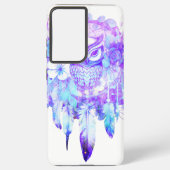フクロウトーテムドリームキャッチャーフローラ羽紫色の濃淡 SAMSUNG GALAXYケース (裏面)