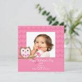 フクロウハートのバレンタインの写真カード 招待状 (スタンド正面)