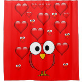 フクロウハートの子供はシャワーカーテン赤 シャワーカーテン (正面)