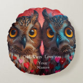 フクロウハート円枕 ラウンドクッション (正面)