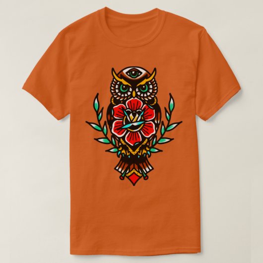 フクロウバラ伝統的入れ Tシャツ (デザイン正面)
