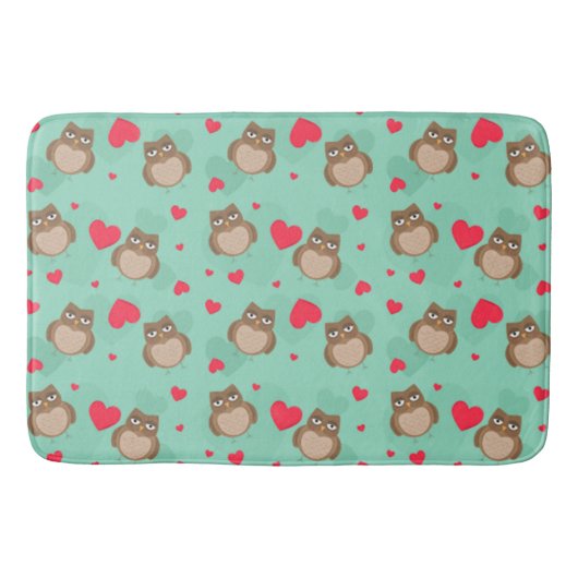 フクロウバレンタインデー バスマット (正面)
