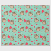 フクロウバレンタインデー ラッピングペーパー (フラット)