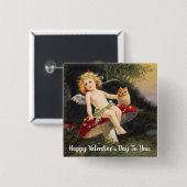 フクロウバレンタインボタン付き妖精 缶バッジ (正面&裏面)