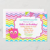 フクロウバースデーパーティ招待状 招待状 (正面/裏面)