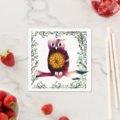 フクロウバードアートフローラ紙ナプキンズ スタンダードカクテルナプキン (インサイチュ)