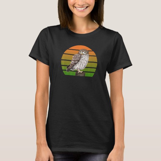 フクロウバードウォッチャー鳥類学者バイオロジス Tシャツ (正面)