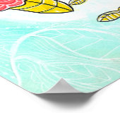 フクロウバードガーデンフォレストウォーターカラーインクアートプリント ポスター (角)