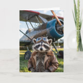 フクロウパイロット飛行機面白い写真誕生日 カード (正面)