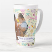 フクロウパステルイエローフォト カフェラテマグ (右アングル)