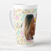 フクロウパステルイエローフォト カフェラテマグ (左アングル)