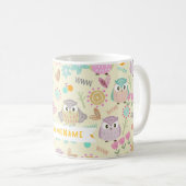 フクロウパステルイエロー コーヒーマグカップ (正面右)