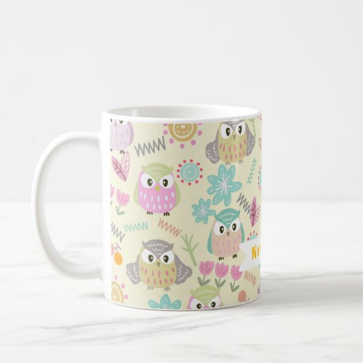 フクロウパステルイエロー コーヒーマグカップ (左)