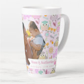 フクロウパステルピンク写真 カフェラテマグ (右アングル)