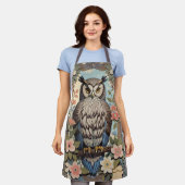フクロウパステルフローラウィリアムインスパイアモリス エプロン (着用した状態)
