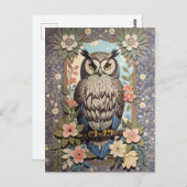 フクロウパステルフローラウィリアムインスパイアモリス ポストカード (正面/裏面)