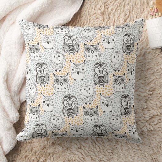 フクロウパターン装飾用クッション クッション (ブランケット)