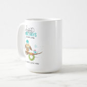フクロウパーソナライズされたとブルーバードクリスマス コーヒーマグカップ (正面左)