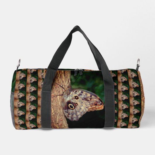 フクロウパーソナライズされたチョウ ダッフルバッグ (裏面)