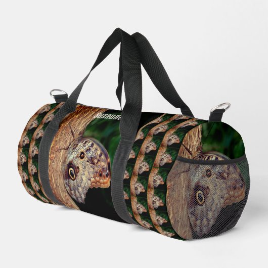 フクロウパーソナライズされたチョウ ダッフルバッグ (右コーナー)