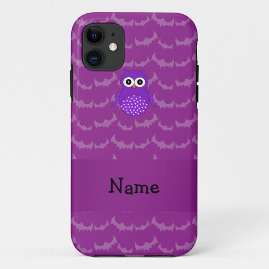 フクロウパーソナライズされたムパープルこうもり Case-Mate iPhoneケース (裏面)