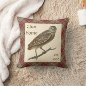 フクロウパーソナライズされたレッドプレイド装飾用クッション クッション (ブランケット)