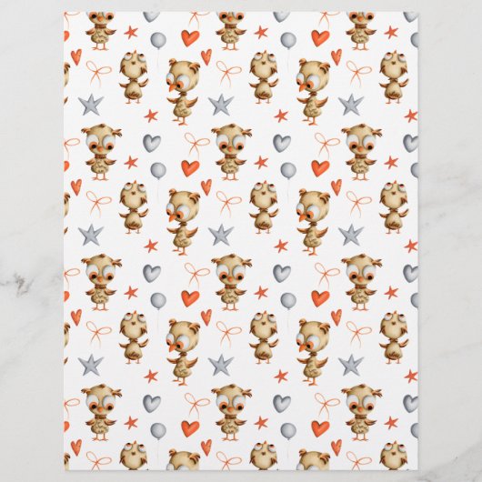 フクロウパーティーとハートスクレーブック紙 (正面)