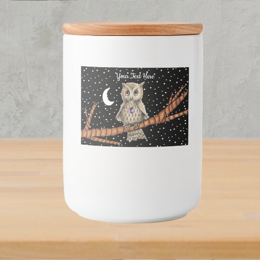 フクロウパープルクリスタルネックレスゴールデンアイズムーンスターズ フードラベル