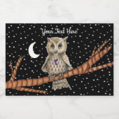 フクロウパープルクリスタルネックレスゴールデンアイズムーンスターズ フードラベル (シングルラベル)