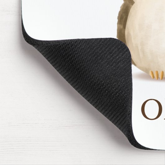 フクロウピンクのガーリー弓の水彩名 マウスパッド (コーナー)