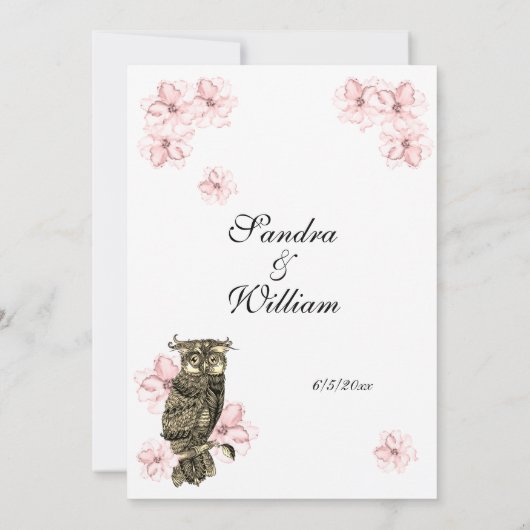 フクロウピンクの蘭と結婚する方法 招待状 (裏面)