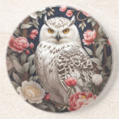 フクロウピンク牡丹の花 コースター (正面)