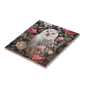 フクロウピンク牡丹の花 タイル (側面)