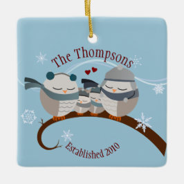 フクロウファミリー・オブ・フォー・キープサケオーナメント セラミックオーナメント