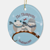 フクロウファミリー・オブ・フォー・キープサケオーナメント セラミックオーナメント (左)