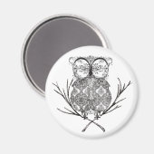 フクロウファンシールの白黒を飾る マグネット (正面/裏面)