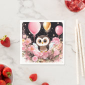 フクロウファースト誕生日ナプキンス スタンダードカクテルナプキン (インサイチュ)